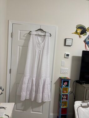 White Eyelet Tiered Cotton Dress